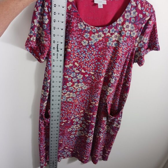 J. Jill Casual Floral Print Pull Over Dress, Size Medium, Short Sleeve Loose Fit - Picture 14 of 16